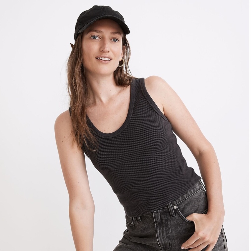 Waffle Knit Scoop Crop Tank